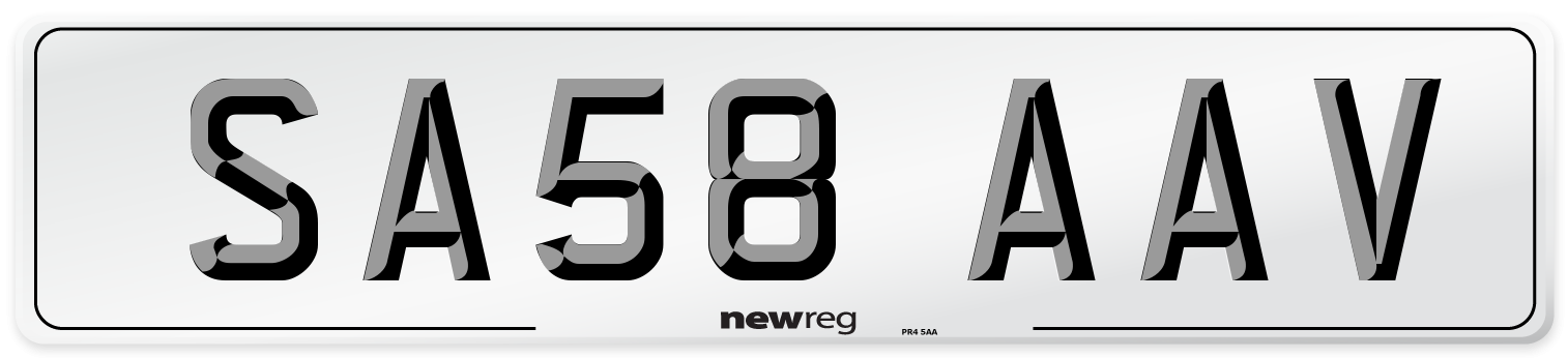 SA58 AAV Number Plate from New Reg